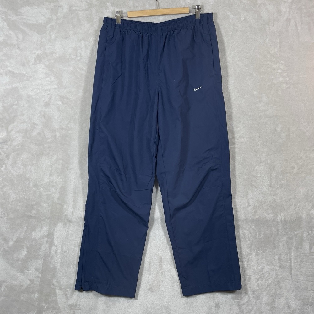 Vtg Y2K Nike Track Pants Mens Large 90s Gray Tag Zip Logo Drawstring‎ Lined 90s